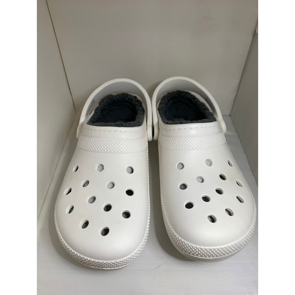 Crocs Dual Comfort White Men's 8 Women's 10 Gray Fur Lining - Picture 5 of 6